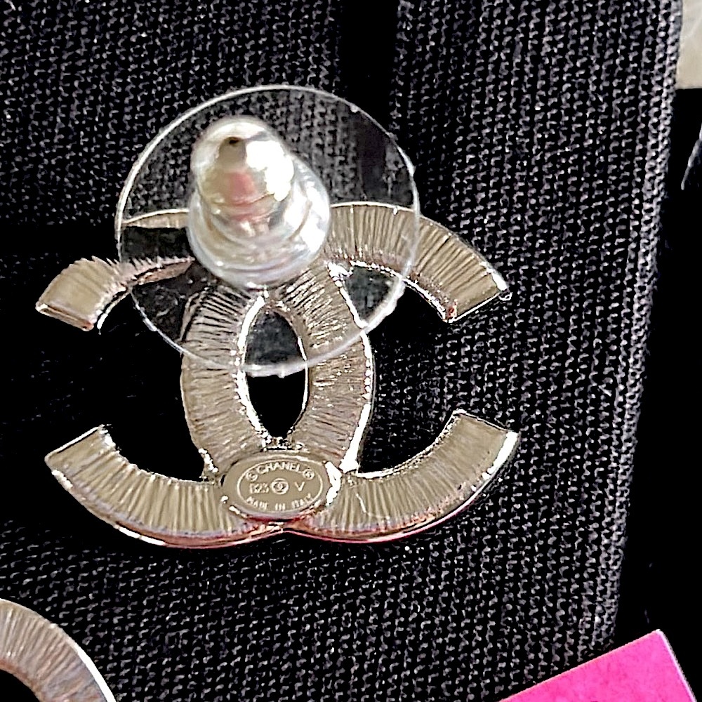 Chanel CC Crystal Stud Earrings Silver - Picture 11 of 12